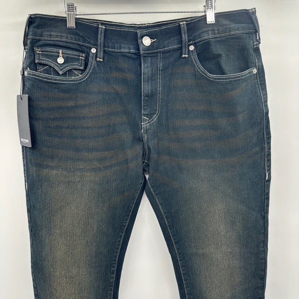 True Religion Geno Relaxed Slim Jeans Dark Eclipse Blue Wash 36x32 NWT 701141